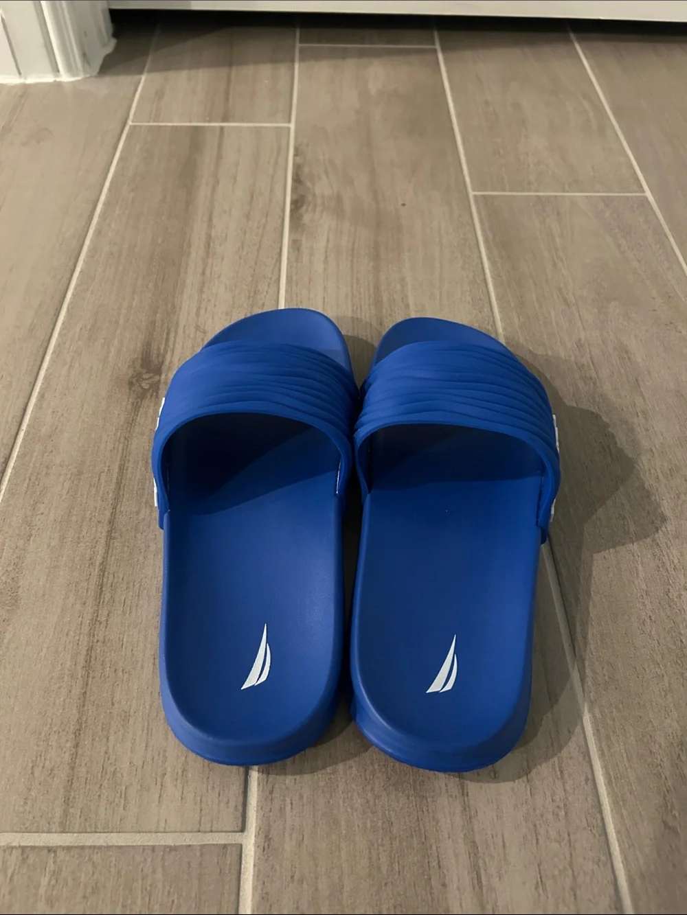 Nautica Blue Ribbed Slide Sandals